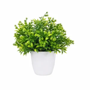 Flowerexchange Artificial Green Bush Plant in White Pot